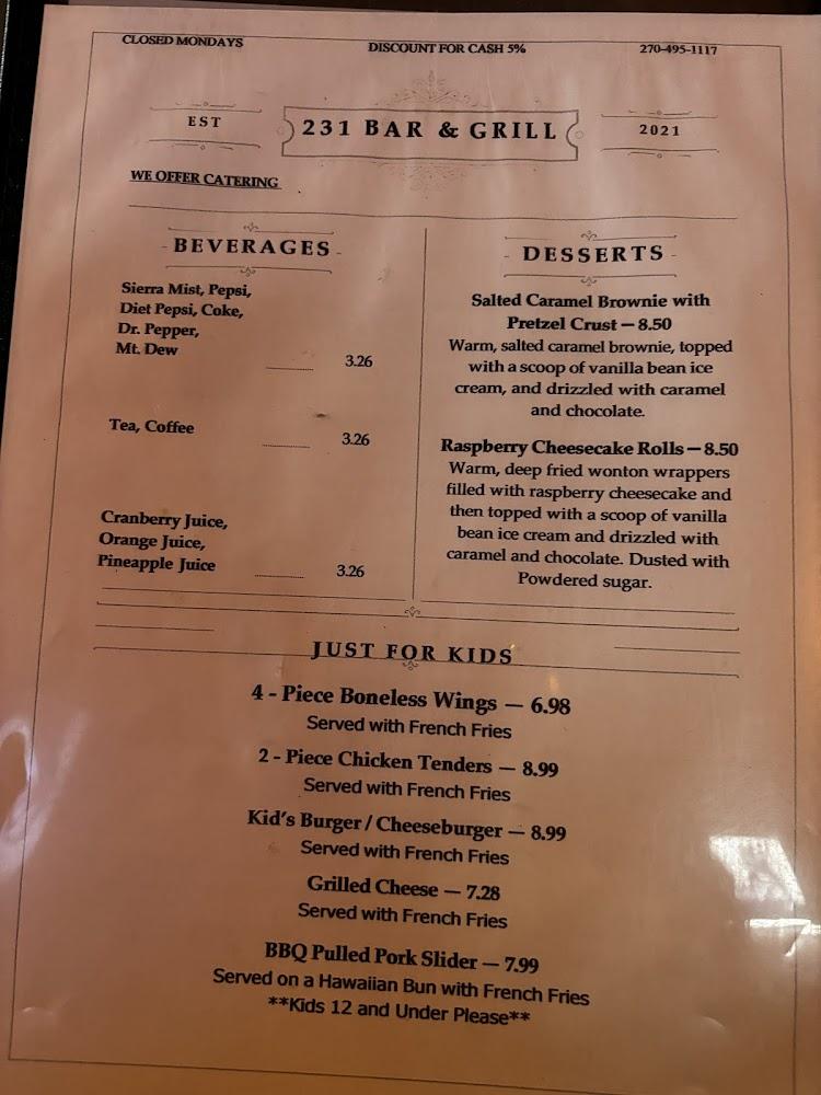 231 Bar & Grill Menu image 1