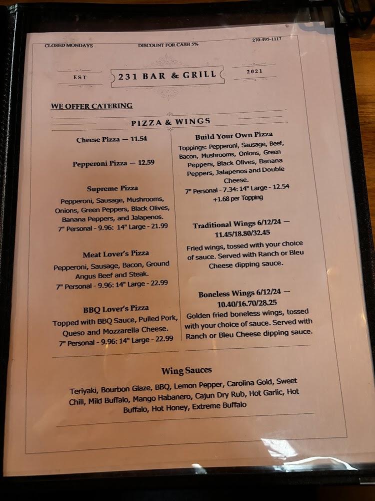 231 Bar & Grill Menu image 3